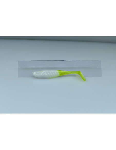 🔥 Shad Alpha 9 cm Blanc queue chartreuse | Leurres Souples Perche & Sandre | Kestufish 🎣