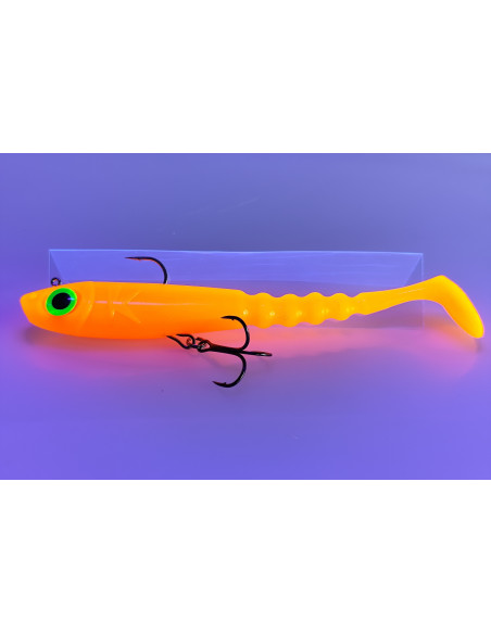 🔥 Ch'ti Shad 17 cm Prémonté (44 g) Orange Fluo | Leurre Souple Brochet & Silure | Kestufish 🎣