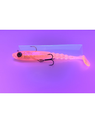 🔥 Ch'ti Shad 17 cm Prémonté (44 g) Rose translucide pailleté | Leurre Souple Brochet & Silure | Kestufish 🎣