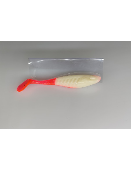 🔥 Shad Alpha 9 cm Blanc queue rose fluo | Leurres Souples Perche & Sandre | Kestufish 🎣