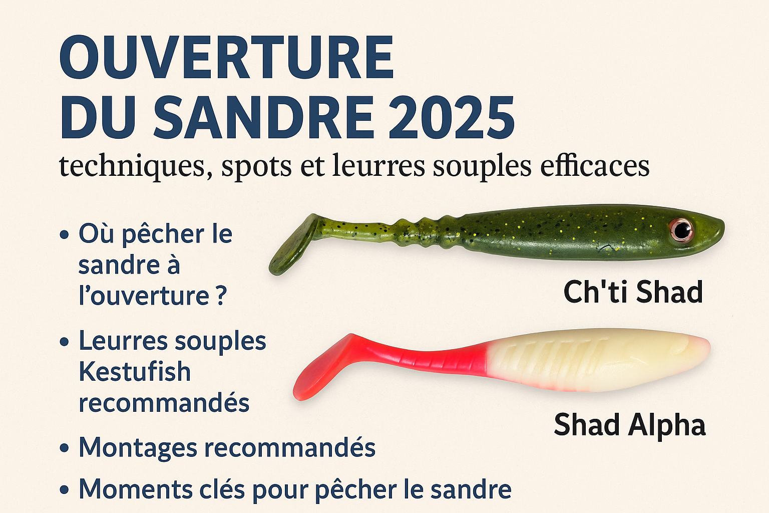 Ouverture du sandre 2025 : techniques, spots et leurres souples efficaces